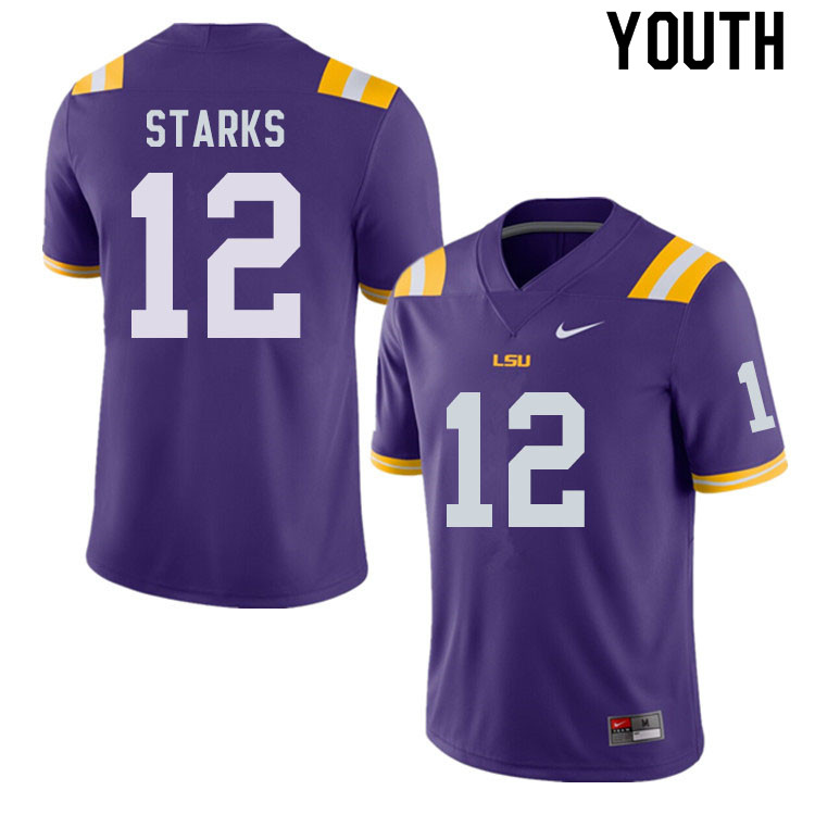 Youth #12 Donte Starks LSU Tigers College Football Jerseys Sale-Purple